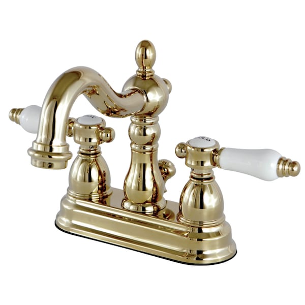 KS1602BPL 4" Centerset Bathroom Faucet, Polished Brass